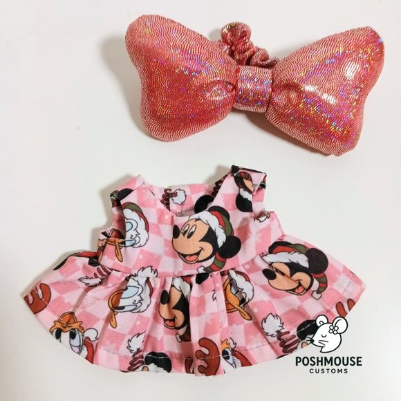 Disney Mickey Holiday Christmas Dress with Oversized Bow Labubu Outfit - Picture 5 of 6